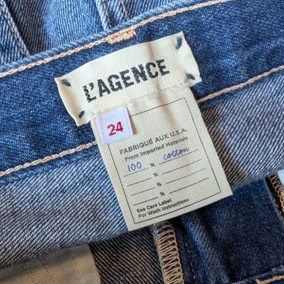 L'Agence Mini Jean Skirt Jolene Designer Distressed Denim Size 24 - Picture 10 of 10
